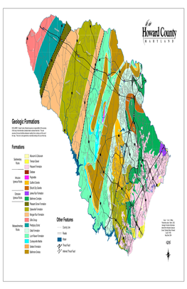 Geologic Formations DISCLAIMER: Howard County, Maryland Assumes No Responsibility for the Accuracy of This Map Or the Information Contained Herein Derived There From