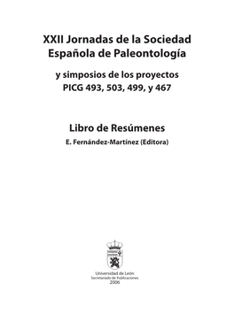 XXII Jornadas De La Sociedad Española De Paleontología