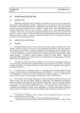 1. Mauritania's Trade Policy Has Not Changed As Regards the Two Key Sectors of Its International Trade, Namely, Mining and Fisheries Products