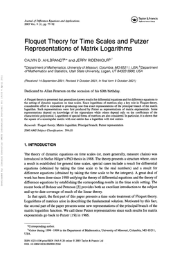 Floquet Theory for Time Scales and Putzer Representations of Matrix Logarithms