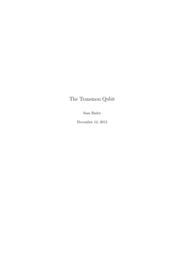The Transmon Qubit