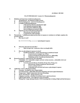 PLANT PHYSIOLOGY Lecture 24 - Photomorphogenesis