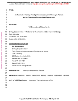 An Automated Training Paradigm Reveals Long-Term Memory In