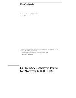 HP E2426A/B Analysis Probe for Motorola 68020/EC020 User's Guide