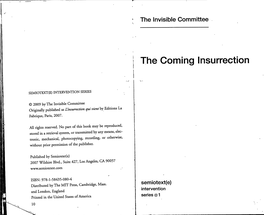 Invisible Committee the Coming Insurrection Pt01