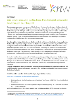 Leitfaden Wie Sendet Man Den Zuständigen Bundestagsabgeordneten Forderungen Oder Fragen?