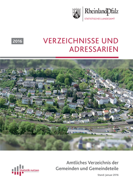Statistisches Landesamt Rheinland-Pfalz Amtliches Verzeichnis Der Gemeinden Und Gemeindeteile