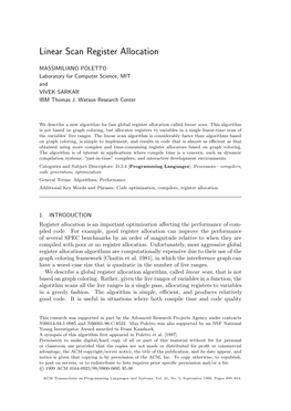 Linear Scan Register Allocation