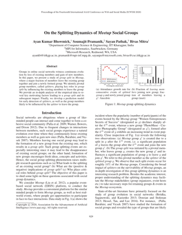 On the Splitting Dynamics of Meetup Social Groups