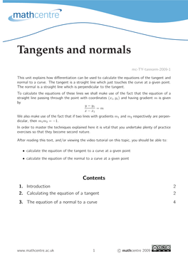 Tangents and Normals