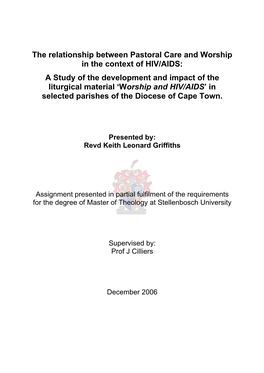 The Relationship Between Pastoral Care and Worship in the Context of HIV/AIDS