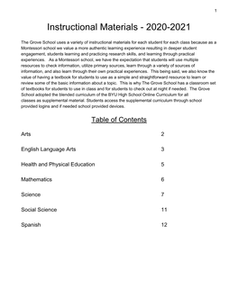 Instructional Materials - 2020-2021