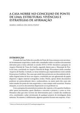 A Casa Nobre No Concelho De Ponte De Lima: Estruturas, Vivências E Estratégias De Afirmação