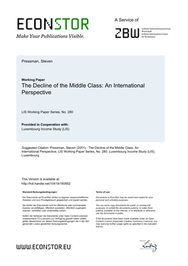 The Decline of the Middle Class: an International Perspective