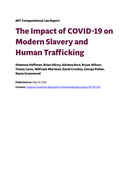 The Impact of COVID-19 on Modern Slavery and Human Trafficking