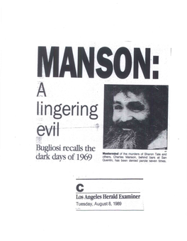 Bugliosi Recalls the .AP Mastermind of the Murders of Sharon Tate and Others