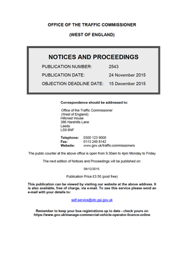 NOTICES and PROCEEDINGS 24 November 2015