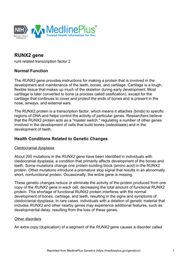 RUNX2 Gene Runt Related Transcription Factor 2