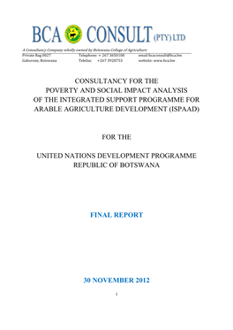 Poverty and Social Impact Analysis of the Integrated Support Programme for Arable Agriculture Development (Ispaad)