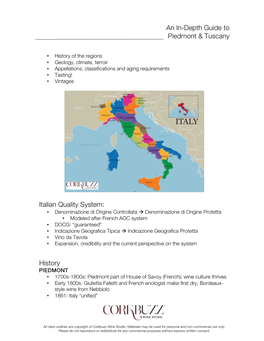 An In-Depth Guide to Piedmont & Tuscany Italian Quality System: History