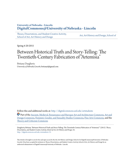 The Twentieth-Century Fabrication of “Artemisia” Britiany Daugherty University of Nebraska-Lincoln, Britianyd@Gmail.Com