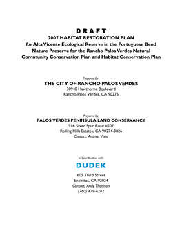 Alta Vicente Habitat Restoration Plan 1