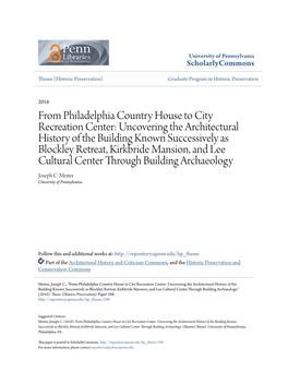 From Philadelphia Country House to City Recreation Center