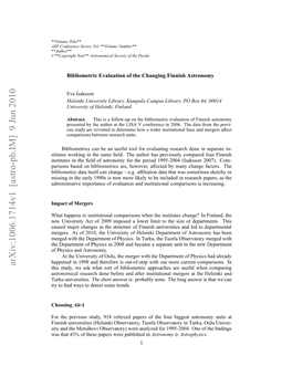 Bibliometric Evaluation of the Changing Finnish Astronomy 3