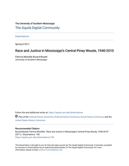 Race and Justice in Mississippi's Central Piney Woods, 1940-2010