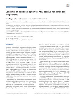 Lorlatinib: an Additional Option for ALK-Positive Non-Small Cell Lung Cancer?