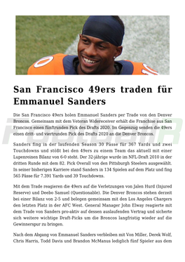 San Francisco 49Ers Traden Für Emmanuel Sanders