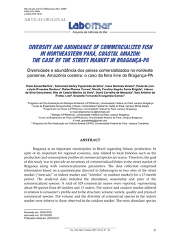 Diversity and Abundance of Commercialized Fish in Northeastern Pará, Coastal Amazon: the Case of the Street Market in Bragança-Pa