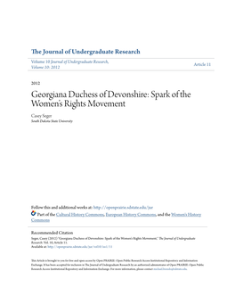 Georgiana Duchess of Devonshire: Spark of the Women’S Rights Movement Casey Seger South Dakota State University