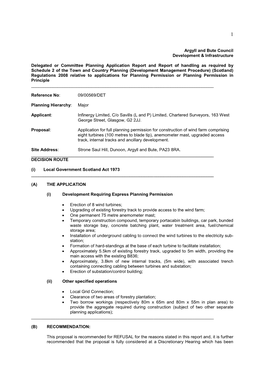 Argyll and Bute Council Development & Infrastructure Delegated Or Committee Planning Application Report and Report of Handl
