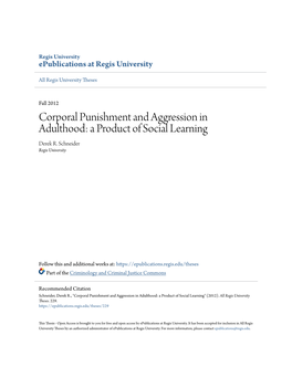 Corporal Punishment and Aggression in Adulthood: a Product of Social Learning Derek R