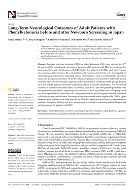 Long-Term Neurological Outcomes of Adult Patients with Phenylketonuria Before and After Newborn Screening in Japan