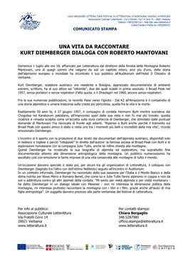 Una Vita Da Raccontare Kurt Diemberger Dialoga Con Roberto Mantovani