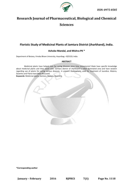 Research Journal of Pharmaceutical, Biological and Chemical Sciences