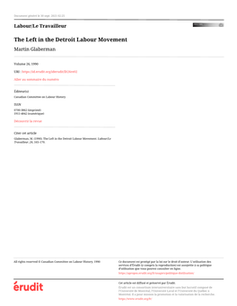 The Left in the Detroit Labour Movement Martin Glaberman