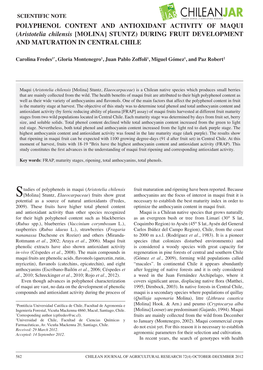 POLYPHENOL CONTENT and ANTIOXIDANT ACTIVITY of MAQUI (Aristotelia Chilensis [MOLINA] STUNTZ) DURING FRUIT DEVELOPMENT and MATURATION in CENTRAL CHILE