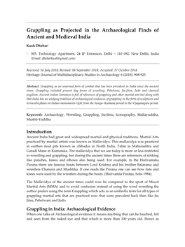 Grappling As Projected in the Archaeological Finds of Ancient and Medieval India