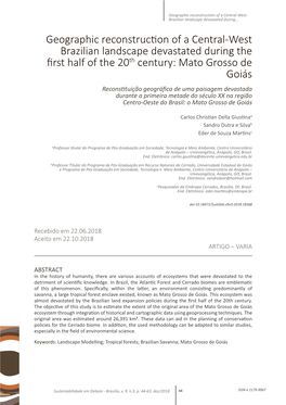 Geographic Reconstruction of a Central-West Brazilian Landscape Devastated During