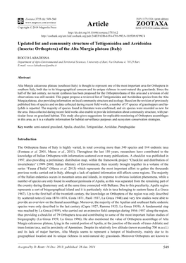 Updated List and Community Structure of Tettigonioidea and Acridoidea (Insecta: Orthoptera) of the Alta Murgia Plateau (Italy)