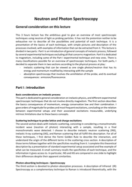 Neutron and Photon Spectroscopy