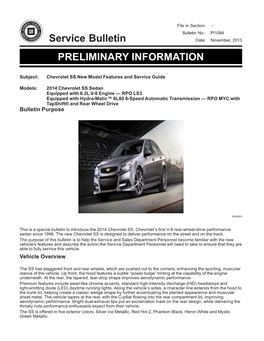 Service Bulletin PRELIMINARY INFORMATION