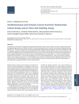 Antihistamines and Ovarian Cancer Survival: Nationwide Cohort Study and in Vitro Cell Viability Assay