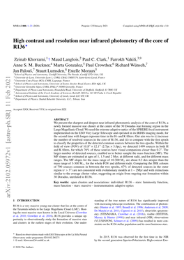 Arxiv:2102.05972V1 [Astro-Ph.SR] 11 Feb 2021 1 INTRODUCTION Standing of the True Nature of R136 Has Signiﬁcantly Improved with Increasing Telescope Resolution