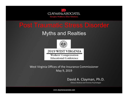 Post Traumatic Stress Disorder Myths and Realties