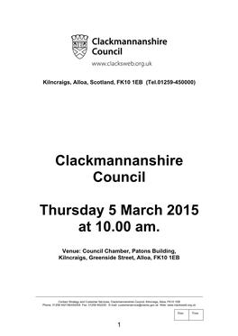 150305 Clackmannanshire Council Agenda