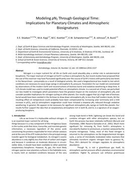 Modeling Pn2 Through Geological Time: Implications for Planetary Climates and Atmospheric Biosignatures